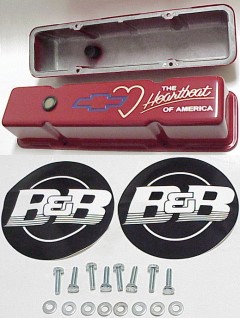 SBC Tall Red Powder Paint Rim Mount Valve Covers