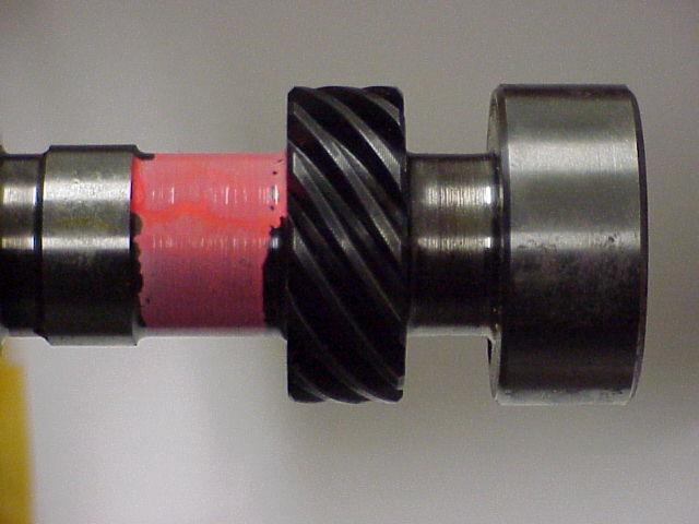 Distributor end of camshaft.