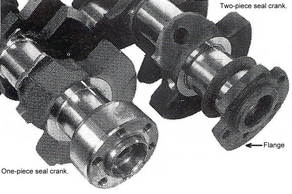 Pre-1986 cankshaft and 1986 to present time crankshaft.