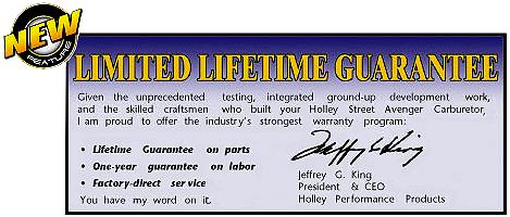 Holley Street Avenger - Limited Lifetime Guarantee