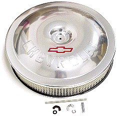Chevrolet Clear Anodized Aluminum, Chevrolet Logo, Red Indented and Painted Bow Tie 14 P/N 141-693
