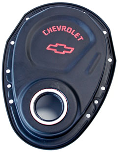 SBC Black Crinkle Paint Timing Covers P/N 141-753
