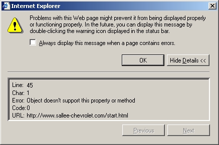 IE Error Bug