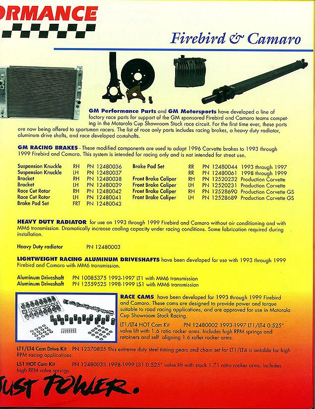 GMPP 1988 Firebird and Camaro Parts